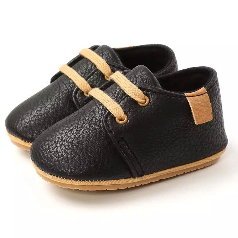 New Baby leather boy girl shoes black size 1